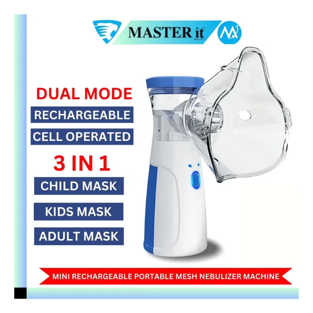 3 in 1 mesh nebulizer with child kids and adult masks – photo 2
