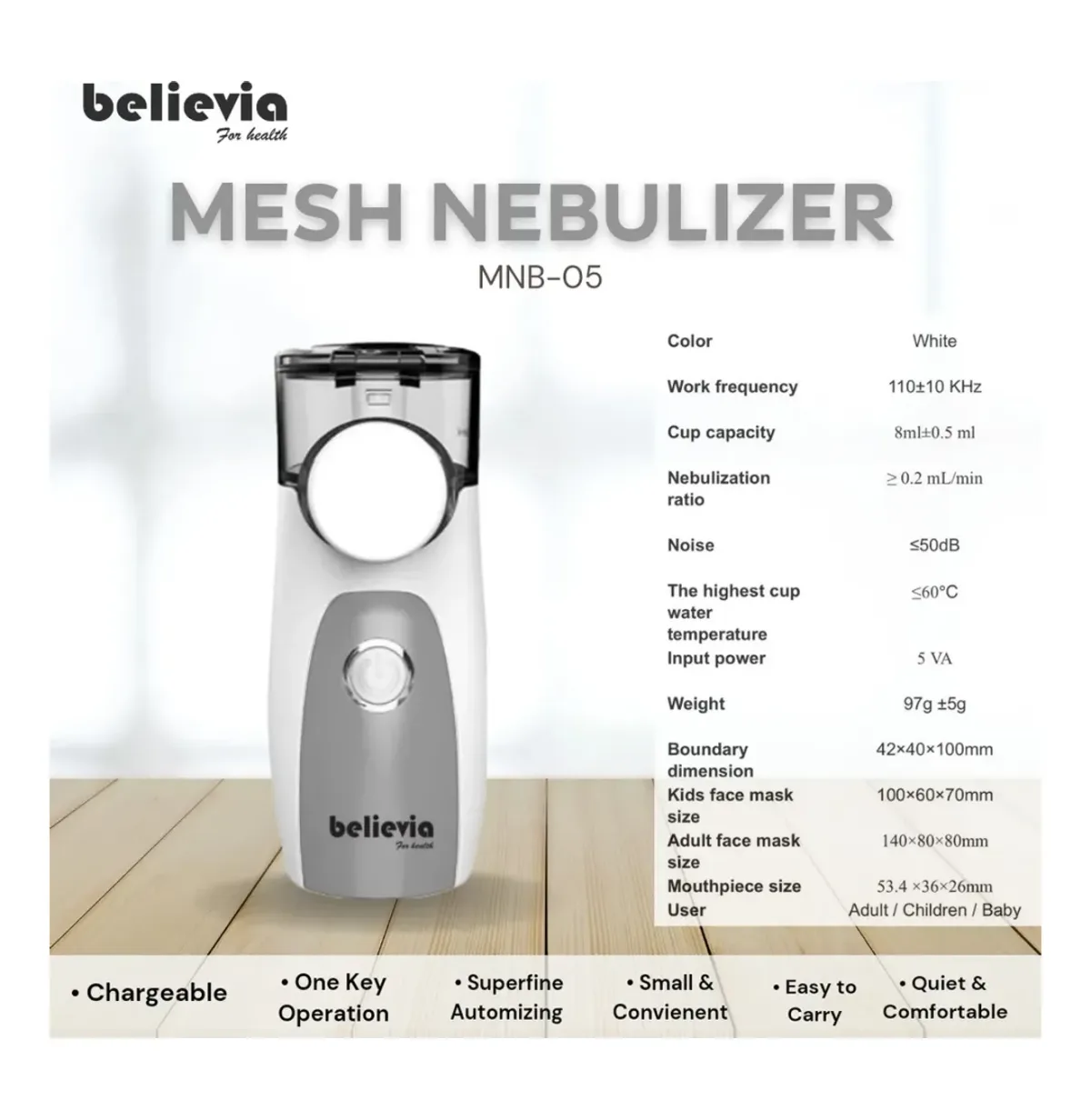 Believia MNB-05 handheld mesh nebulizer – photo 2