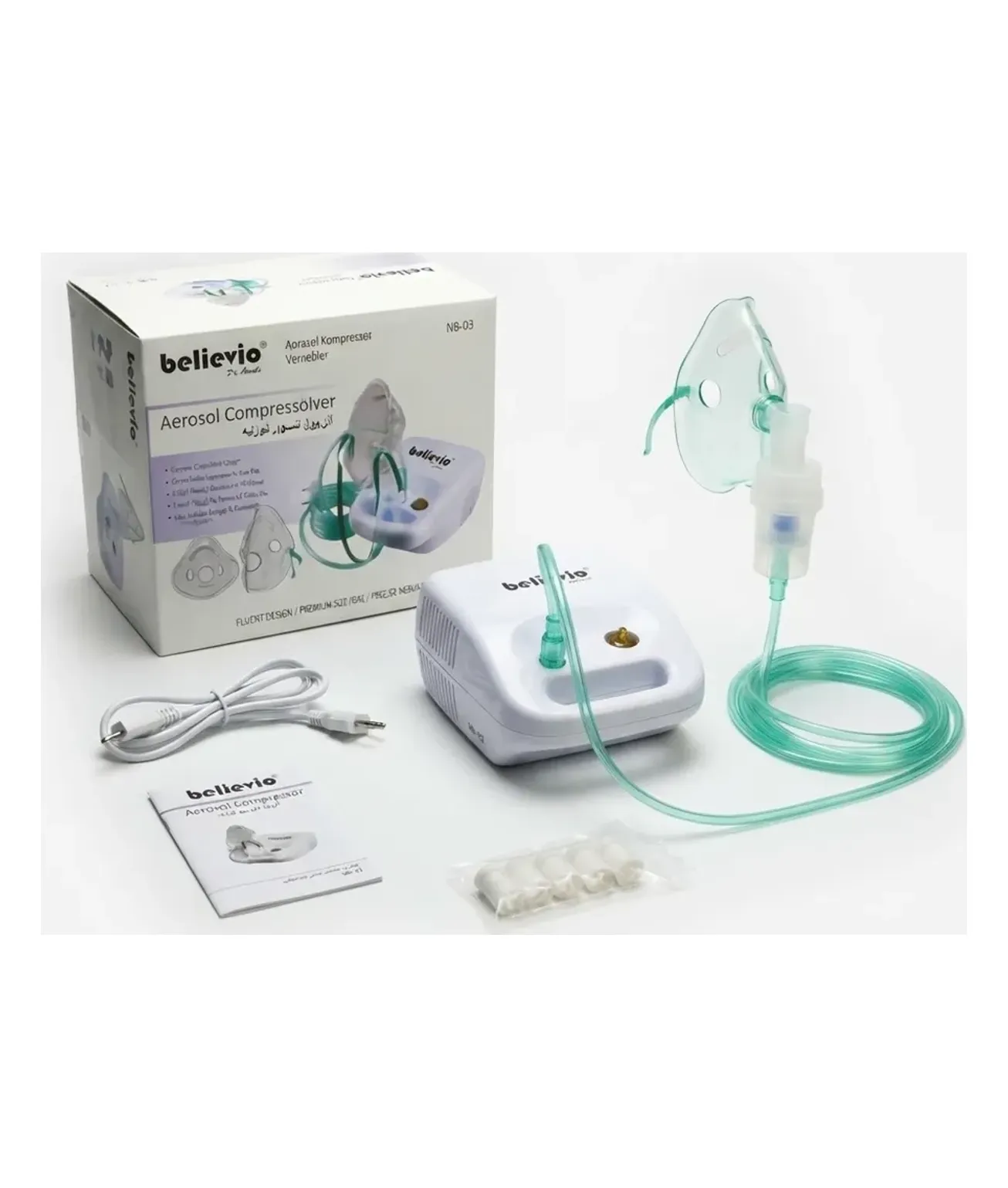 Believia NB-03 mini compressor nebulizer with mask and tubing