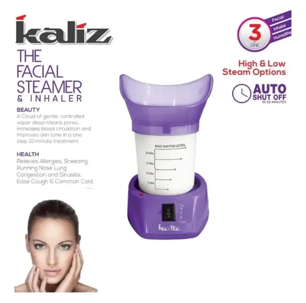 Kaliz 2 in 1 facial steamer and inhaler