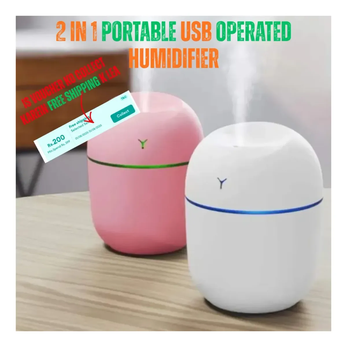 Mini ultrasonic cool mist humidifier USB – photo 3