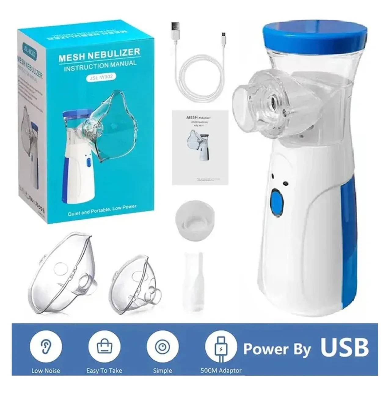 Portable mesh nebulizer machine with kids and adult masks