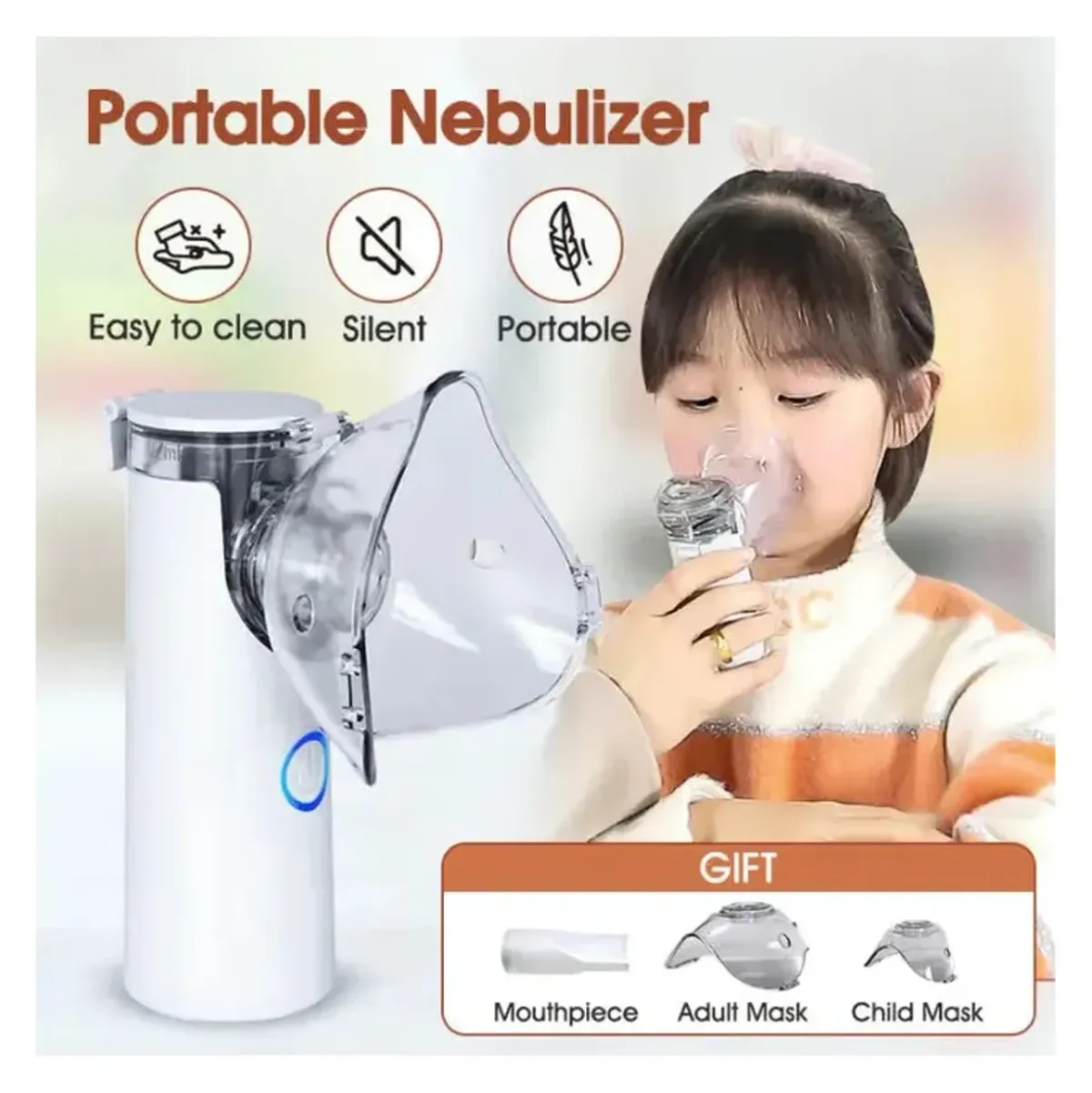 Portable mesh nebulizer with kids and adult masks – photo 3